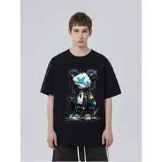 Camiseta Oversized Estiloso estampada  frente Tecido Malhão StreetWear Masculina Unissex