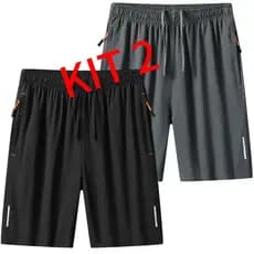 KIT2 Bermuda Short Masculino  Praia 2 Bolsos Com Zíper Secagem Rápida
