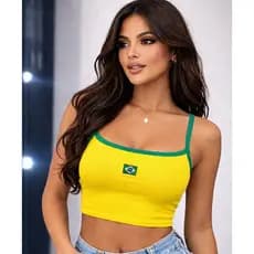 Cropped do Brasil Copa do Mundo 2026 Blusinha Verão Alça Fina