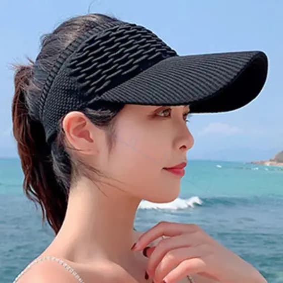 Chapéu/Boné Feminino De Aba Longa Respirável Com Viseira Em Cor Lisa Para Uso Externo/Tênis De Praia bonés