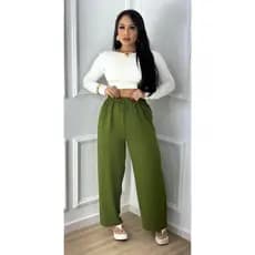 Calça Feminina Pantalona Duna Cintura Alta Elástico