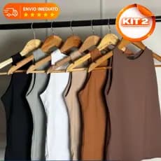 KIT 2 Regata Blusinha Feminina Suplex Premium Duplo Básica Elegante Blogueira Tendencia