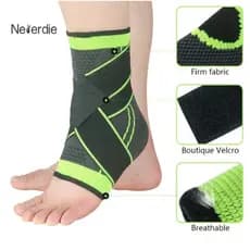 Tornozeleira Anti-Derrapante Ortopédica Ajustável Esportiva Proteção de Joelho com Strap Crossfit Verde