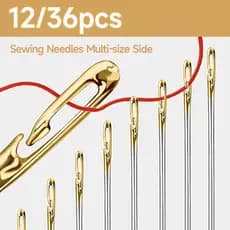12/36Pcs Agulha De Costura Com Furo Lateral De Abertura Aço Inoxidável