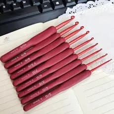 9PcsTulip Agulha De Crochê Vermelho Com Ganchos Tulipa Conjunto De Agulhas Tricotar T