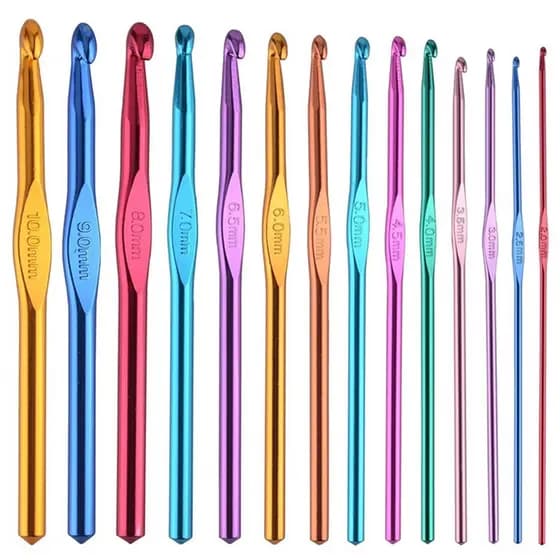 8pçs Ganchos De Crochê De Alumínio De 2-5,5 Mm Agulhas Coloridas Diferentes Ferramentas Para Tecelagem E Tricô