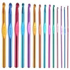 8pçs Ganchos De Crochê De Alumínio De 2-5,5 Mm Agulhas Coloridas Diferentes Ferramentas Para Tecelagem E Tricô