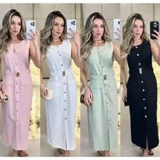 Vestido Mídi de alfaiataria alta qualitade casaul elegante para qualquer ocasicão