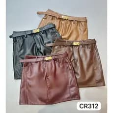 saia-short couro PU importado com cinto 12
