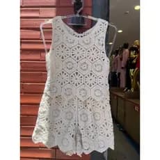 Conjunto em Crochê Cropped sem forrado e short CURTA com forrado casaul elegante para seu looks  Cód 052