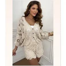 Short com forrado em Crochê casaul elegante para Praias