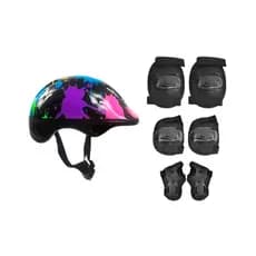 Capacete + Acessórios Kit Segurança Para Andar de Patins Roller Skate Bike Patinete