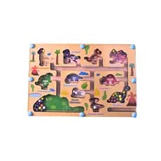 Labirinto Magnético Dinossauros Madeira Educativo Infantil Coordenação Motora