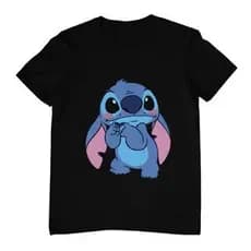 Camiseta Camisa Estampada casual Feminino Masculino Ursinho Stitch