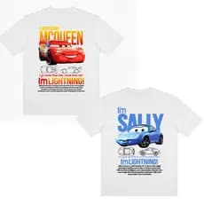 Kit Camisetas Casal Basica Estampada Filme Carros Conjunto Namorados Blusa Estampa Divertida COUPLE MCQUEEN e SALLY