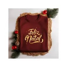 Camiseta Unissex Natal Feliz Natal Dourado Blusinha Personalizada 100% Algodão Delicada Festa Feliz Natal