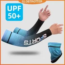 Globetrotter 2 Em 1 Conjunto Protetor Solar Manga De Gelo E Toalha De Rosto Luvas De Seda De Verão Seção Fina Ciclismo Anti-Ultravioleta