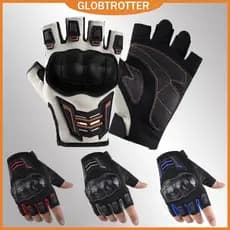 Globetrotter Luvas Táticas Meia Dedo – Absorção de Impacto para Ciclismo, Moto e Treinos