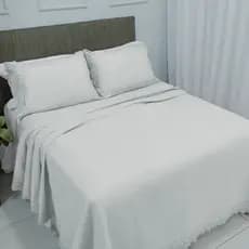Cobre Leito 3 Peças QUEEN Percal 300 Fios Home Madrid Bordado Sofisticado Alto Padrão