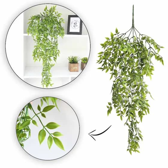 Folhagem Pendente Planta Artificial Avulsa Para Arranjo Parede Verde Muro Ingles Planta Caída - 1 Unidade