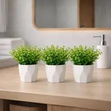 3 Vasinhos Pequenos Com Planta Artificial Banheiro Quarto - Arranjinhos completos