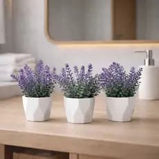 3 Vasinhos Decorativos Com Lavanda ou Verdinho Artificial Lavabo Quarto