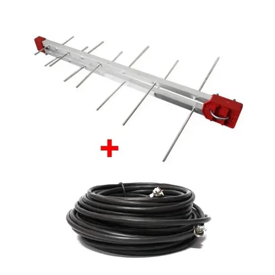 Antena Tv Digital log 16 elementos 4K Externa UHF Digital com Cabo 10 metros