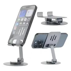 Suporte Para Celular De Mesa Dobrável Giratório 360° Metal Portátil, Ergonômico, Estável e Ajustável