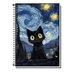 Caderno Gato Noite Estrelada 1 Matéria ou 10 Matérias