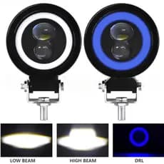 Par Faróis De Milha Moto Farol De Led Angel Eyes 15000lm  Preto Auxiliar Moto Carro Estrobo