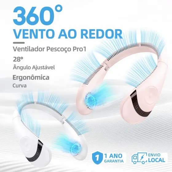 Ventilador Flexível De Pescoço Portátil Usb Recarregável Ideal Para Acampar Viajar Treinar Refrigeração Rápida
