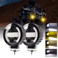Par Farol De Motocicleta LED 18000LM Cor Dupla Lâmpadas Nevoeiro Super Light Iluminaçãos Auxiliares