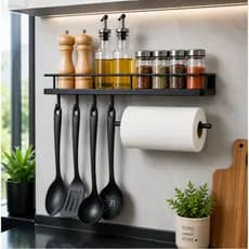 Suporte Porta Temperos de Parede com Ganchos Organizador Cozinha Reforçado