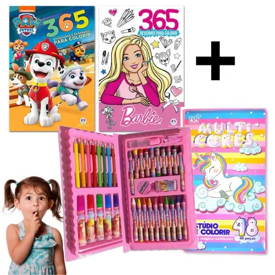Pintura Infantil Maleta De Pintura + Livro 365 Desenhos
