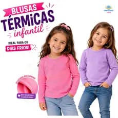 Kit 2 Blusa Térmica Infantil Segunda Pele Premium Manga Longa Forrada