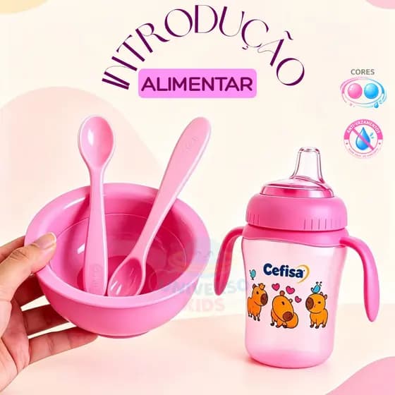 Kit Introdução Alimentar Para Bebê Prato + Copo Antivazamento