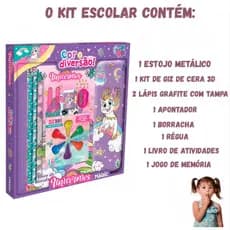 Kit Pintura Infantil Diversão Colorir Estojo Pintura Canetinha Lápis