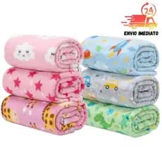 Manta Cobertor De Bebê Microfibra Antialérgico + Naninha Com Prendedor Chupeta