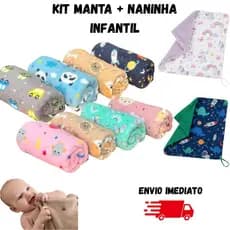 Manta Cobertor De Bebê Com Naninha Infantil Manta Premium 02 Peças