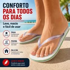 Chinelo De Dedo Feminino e Masculino Macio Confortável Praia Branco Bandeira Brasil 80% Borracha