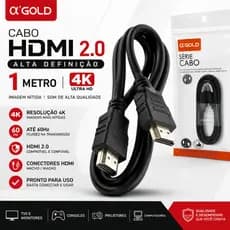 Cabo HDMI 2.0 A'Gold WX-58 1 Metro 4K 60Hz Preto Para TV PC Console Projetor Notebook Alta Definição