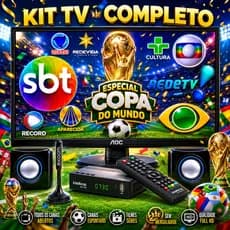 Kit COPA TV/Monitor 20 Polegadas Completo Conversor Digital + Antena HDTV + Caixas de Som Pronto uso