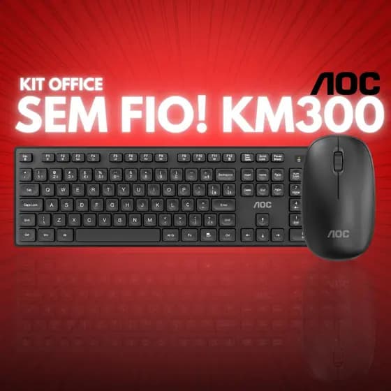 Kit Mouse e Teclado Escritório SILENCIOSO Sem Barulho Office Trabalho Português Abnt2 AOC KM300