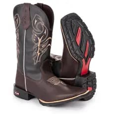Bota Texana Masculina Country Bico Quadrado Solado De Borracha Delegada