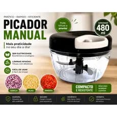 Processador  De Alimentos Manual Triturador de 480ml 3 lâminas