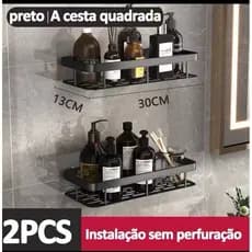 Kit com 2 SUPORTE PARA SHAMPOO PARA USO NO BANHEIRO NA PAREDE de alumínio suporte organizador