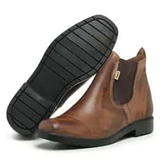 Bota Para Trabalho Sapatão Sola de Pneu Couro Legítimo Bovino Botina F1000