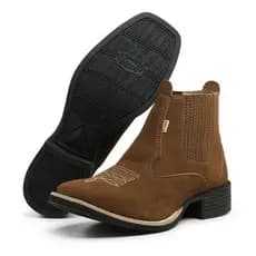 Bota Masculina Botina Couro Legítimo Solado Anti Derrapante