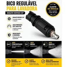 Bico Turbo Regulável Para Lavadora Alta Pressão Conector 1/4 Jato Ajustável