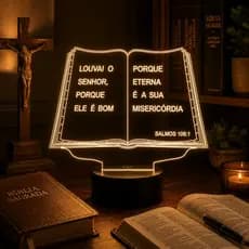 Luminária Led 3d | Biblia | Abajur Presente Criativo Decoração multicores